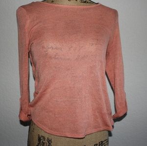 Thin coral sweater,lace back